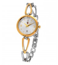 LADIES STONE EMBEDDED TWO TONE GOLD WATCH